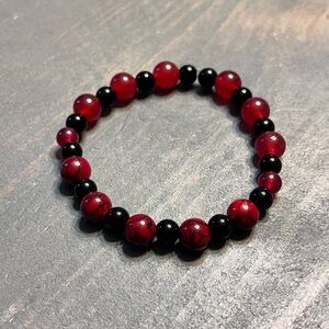 3/$15 Hand Crafted Red and Black Beaded Bracelet